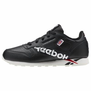 Adidasy Dziecięce Reebok Classic Leather Czarne/Białe PL 93GCXMW